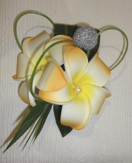 Frangipani/Plumeria Buttonhole with Brunia Berry